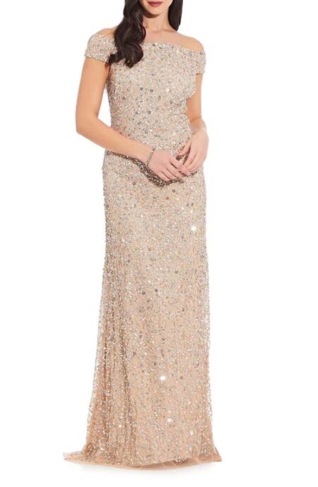  Sequin Mesh Gown in Champagne at Nordstrom   