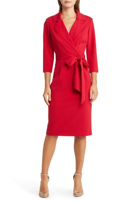  Tie Belt Faux Wrap Cocktail Dress in Hot Ruby at Nordstrom   