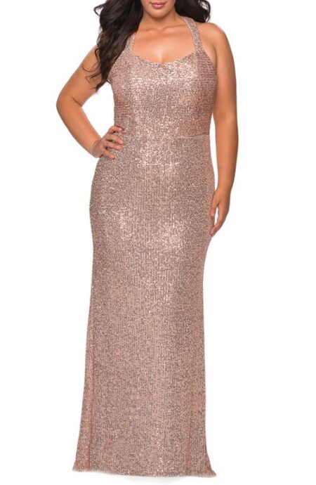  Sequin Trumpet Gown in Rose Gold at Nordstrom   W