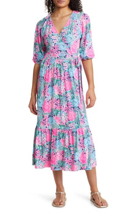 Lilly Pulitzer Brantley Knit Midi Wrap Dress in Oyster Bay Navy at Nordstrom  Xx-Small