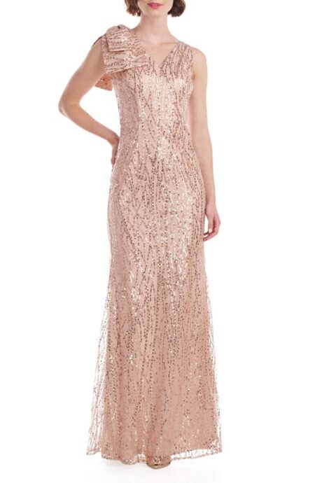  Over d Bow Sequin Gown in Rose Gold at Nordstrom   