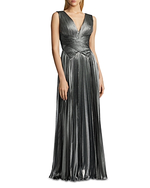  Pleated Metallic Gown
