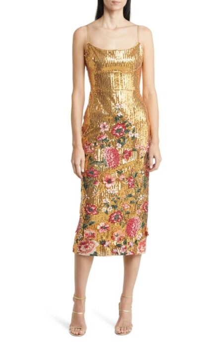  Sequin Cocktail Dress in Gold Multi at Nordstrom   