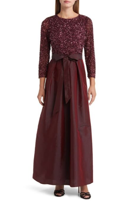  Beaded Taffeta Gown in Wine at Nordstrom   
