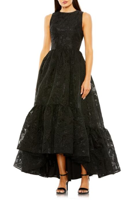  Brocade High-Low Gown in Black at Nordstrom   