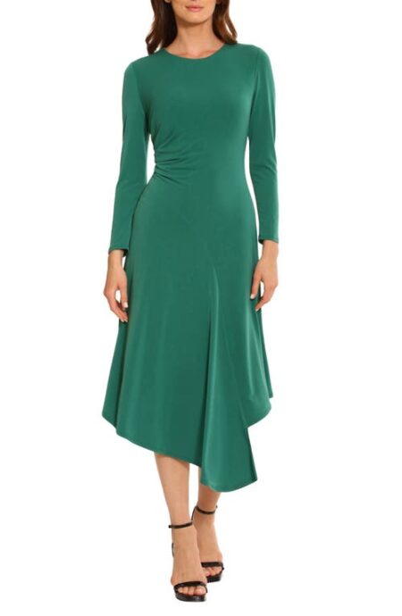  Desolina Long Sleeve Asymmetric Hem Dress in Evergreen at Nordstrom   