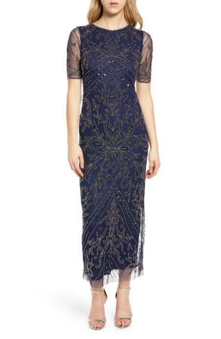  Embellished Chiffon Gown in Navy at Nordstrom   