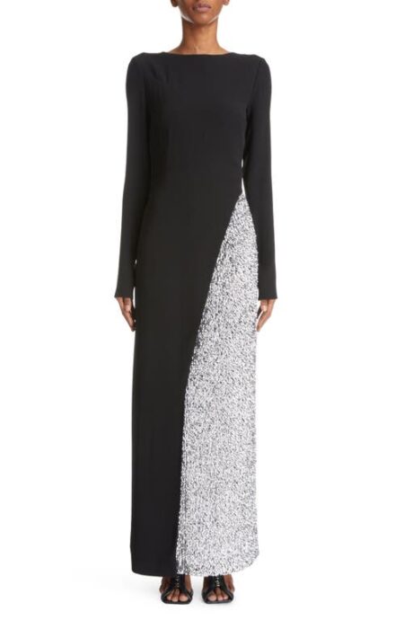  Embellished Long Sleeve Evening Gown in Black at Nordstrom    Us