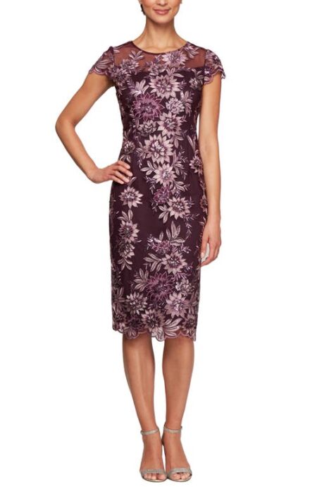  Embroidered Sheath Dress in Plum at Nordstrom   