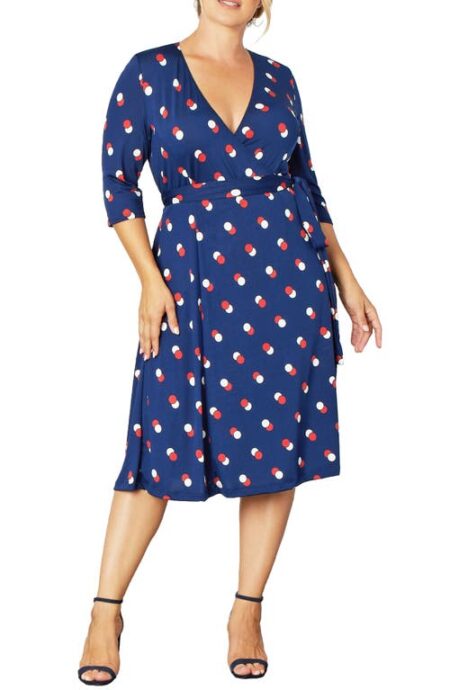  Essential Wrap Dress in Navy Dot Duo at Nordstrom   