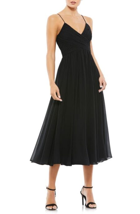  Faux Wrap Midi Cocktail Dress in Black at Nordstrom  Small