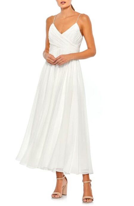  Faux Wrap Midi Cocktail Dress in White at Nordstrom  Large