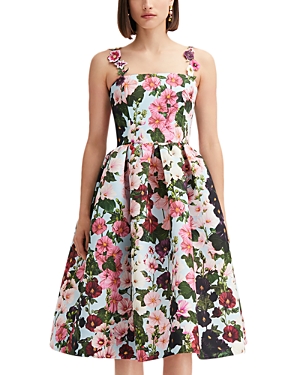  Floral Embellished Strap Dress