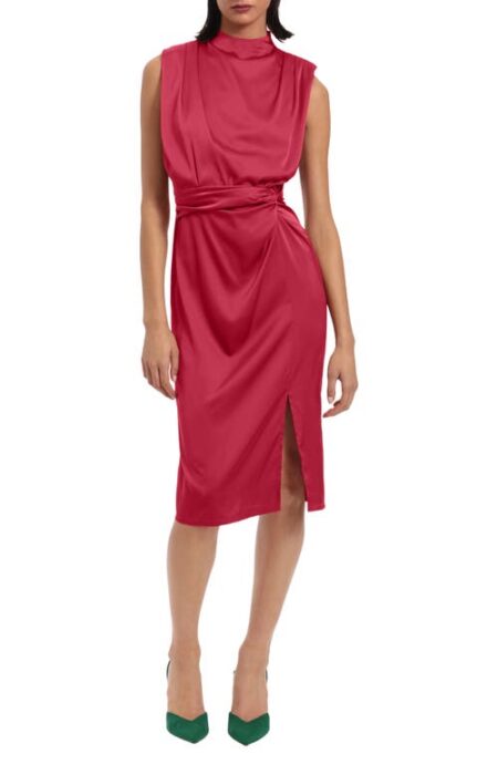  Gathered Sleeveless Satin Cocktail Dress in Vivacious at Nordstrom   
