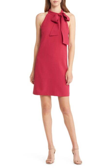  Tie Neck A-Line Dress in Berry at Nordstrom   