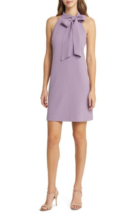  Tie Neck A-Line Dress in Lilac at Nordstrom   