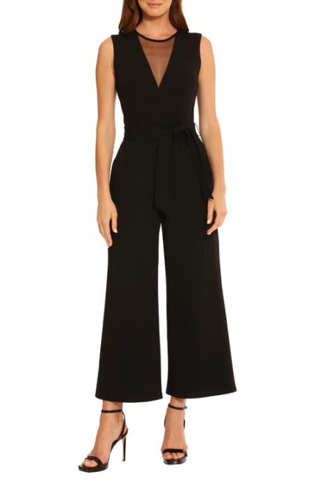  Illusion Lace Detail Sleeveless Jumpsuit in Black at Nordstrom   