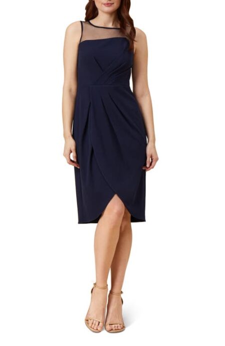  Illusion Neck Crepe Cocktail Dress in Midnight at Nordstrom    W