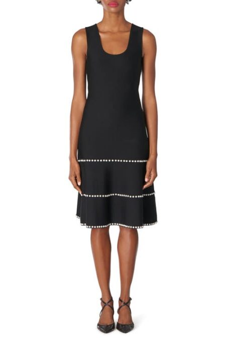  Imitation Pearl Embellished Sleeveless Wool Dress in Black at Nordstrom  Small