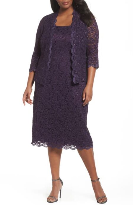  Lace Cocktail Dress with Jacket in Eggplant at Nordstrom   W