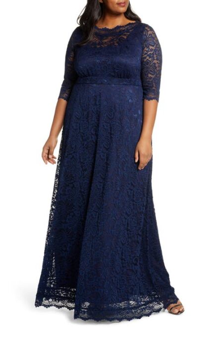  Leona Lace Evening Gown in Nocturnal Navy at Nordstrom   