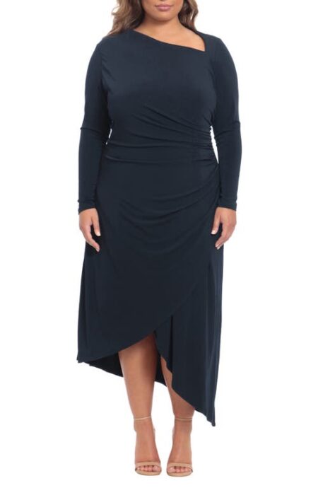  Long Sleeve Asymmetric Hem Dress in Midnight Blue at Nordstrom   W