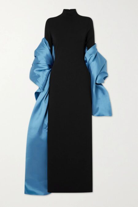   Lyana Draped Satin-twill And Stretch-crepe Maxi Dress Black