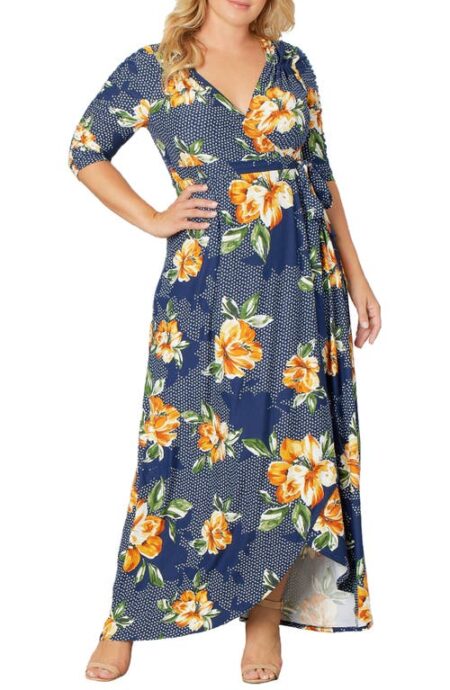  Meadow Dream Wrap Maxi Dress in Amber Blossoms at Nordstrom   