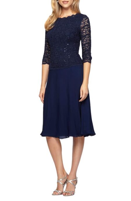  Faux Two-Piece Cocktail Dress in Navy at Nordstrom   