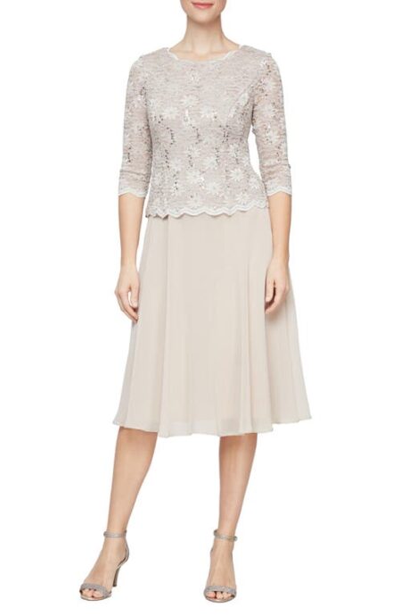  Faux Two-Piece Cocktail Dress in Taupe at Nordstrom   