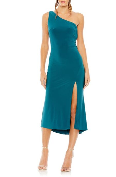  One-Shoulder Midi Cocktail Dress in Peacock at Nordstrom  X-Small