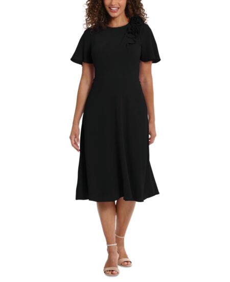  Petite Rosette Fit & Flare Dress Black