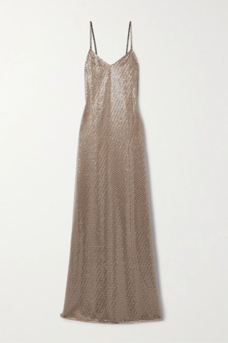   Reymond Embellished Tulle Gown Neutrals