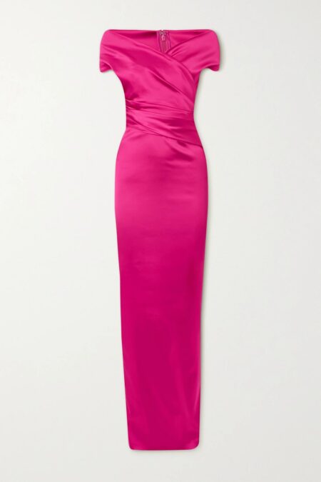   Ruched Satin Gown Pink