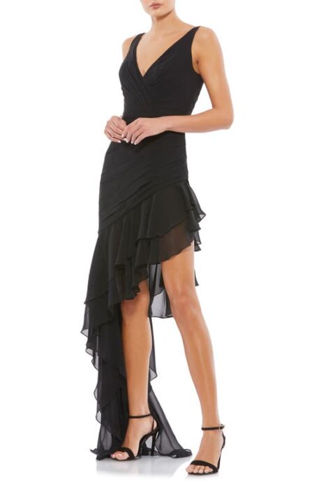  Ruffle Asymmetric Sheath Dress in Black at Nordstrom   