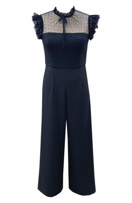  Ruffle Swiss Dot Jumpsuit in Black at Nordstrom   