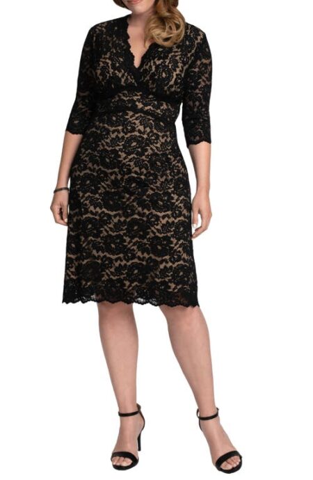  Scalloped Boudoir Lace Sheath Dress in Black Lace/nude Lining at Nordstrom   