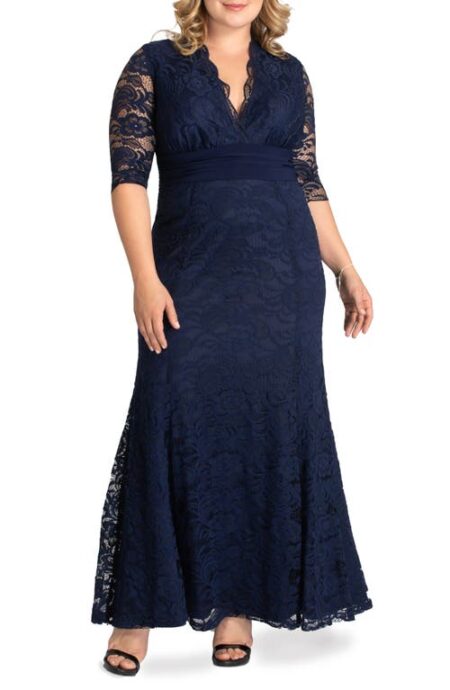  Screen Siren Lace Gown in Nocturnal Navy at Nordstrom   