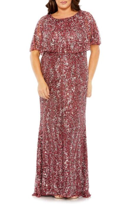  Sequin Popover Column Gown in Mulberry at Nordstrom   W