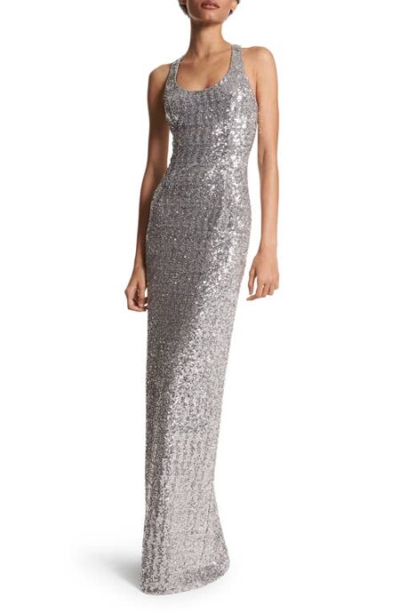  Sequin Racerback Gown in Silver at Nordstrom   