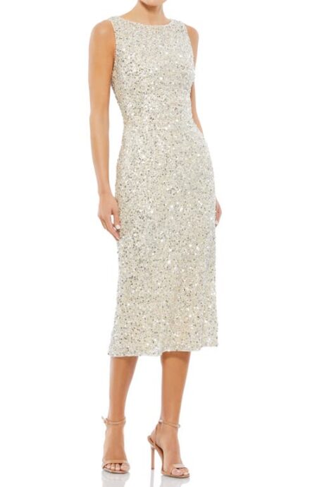  Sequin Sleeveless Cocktail Dress in Silver Nude at Nordstrom   