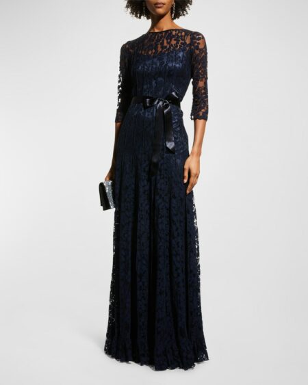  / -Sleeve Lace Overlay Gown