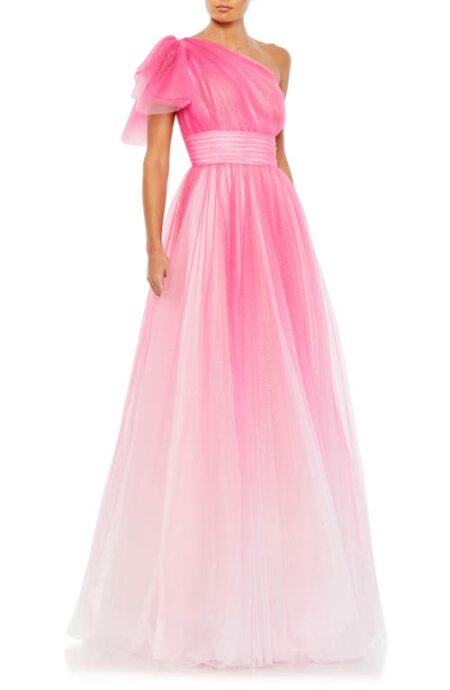  Sparkle One-Shoulder Tulle Ball Gown in Hot Pink Ombre at Nordstrom   