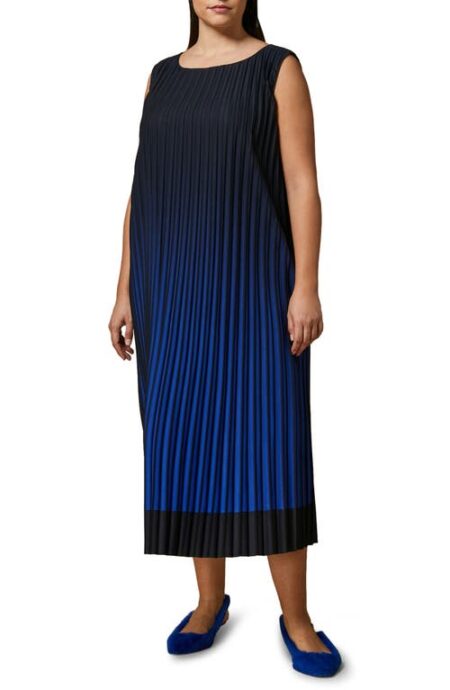  Sun Ray Pleated Crêpe de Chine Midi Dress in China Blue at Nordstrom   W