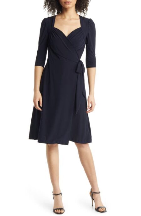  Sweetheart Wrap Midi Dress in Nouveau Navy at Nordstrom  X-Small
