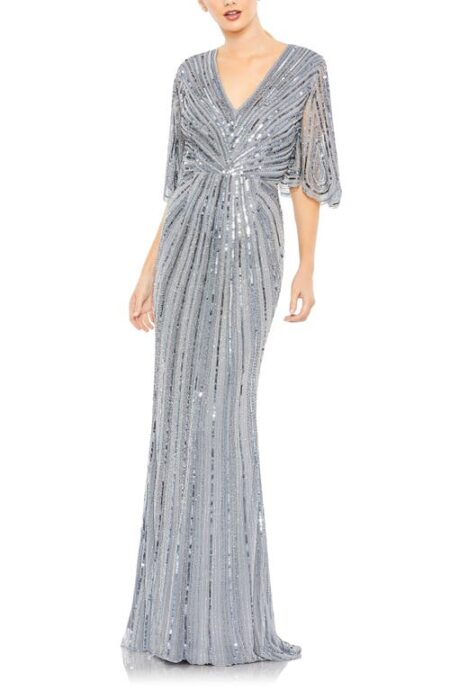  Wide Sleeve Sequin Gown in Slate Blue at Nordstrom   