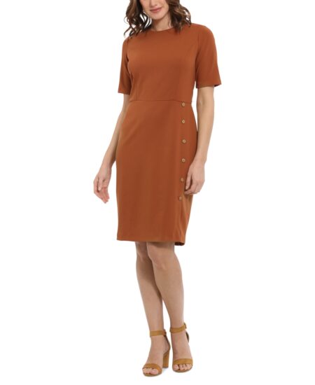  Women's Button-Trim Sheath Dress Cedar