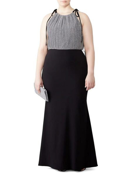  Women's Embellished A-Line Maxi Dress Silver Black   