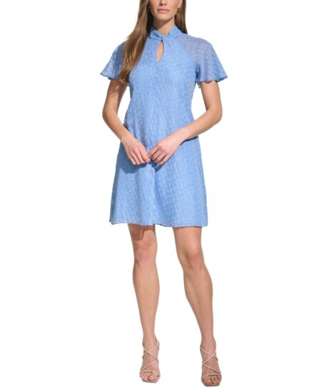  Women's Flutter-Sleeve A-Line Dress Periwinkle