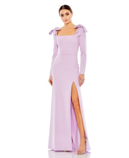 Women's Ieena Empire Long Sleeve Bow Shoulder Slip Gown Lilac